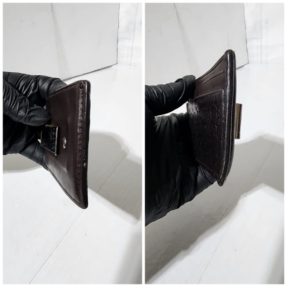 Authentic Gucci Microguccissima Pattern Leather Card Holder Brown - Picture 11 of 14